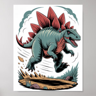 Poster Stegosaurus en fuite
