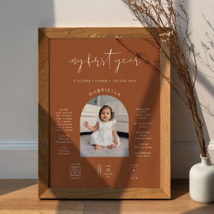Poster STELLA Minimaliste Sienne 1er anniversaire Jalon