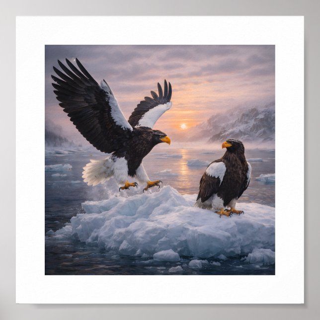 Poster Steller’s Sea Eagle (Haliaeetus pelagicus) – (Devant)