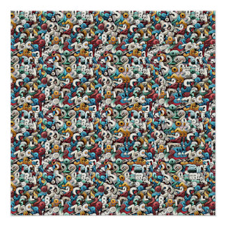Poster STÉRÉOGRAMME LETTRE R 20"x20", Semi-brillant, Sans