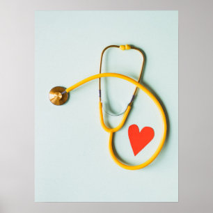 Poster Stethoscope avec coeur Design médical simple