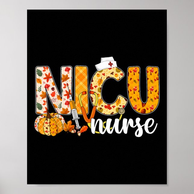 Poster Stethoscope Nicu Infirmière Automne Yall Feuilles  (Devant)