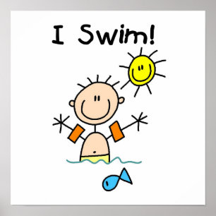 Poster Stick Figure Boy I Swim