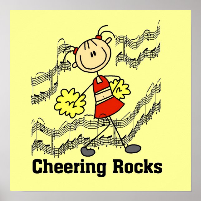 Poster Stick Figure Cheering Rocks T-shirts et cadeaux (Devant)