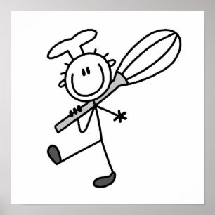 Poster Stick Figure Chef Avec Whisk