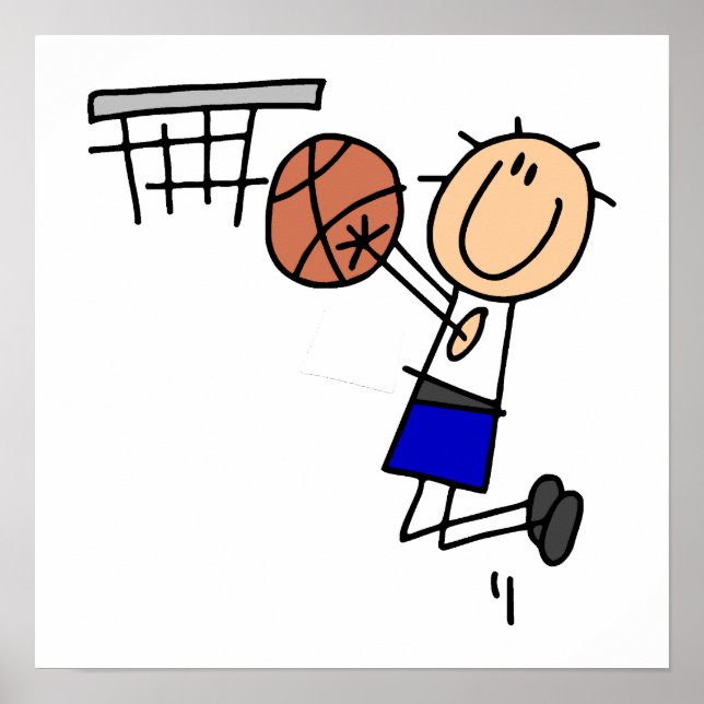 Poster Stick Figure de basket-ball T-shirs et cadeaux (Devant)