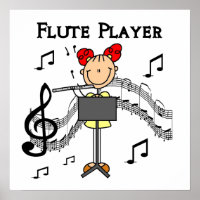 Stick Figure Girl Flute Player Tshirts et cadeaux