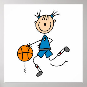 Poster Stick Figure Girl Joueur de basket-ball Tshirts