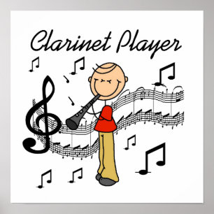 Poster Stick Figure Male Clarinet Player Tshirts and Gift