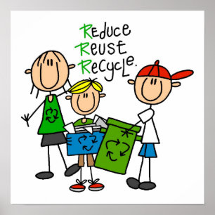 Poster Stick Figure Réduire Réutiliser les T-shirts Recyc