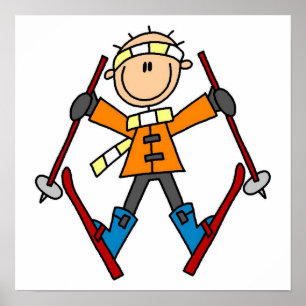 Poster Stick Figure Skier T-shirts et cadeaux