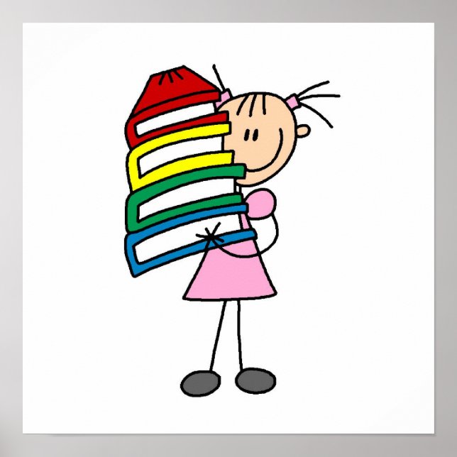Poster Stick Girl With Books (Devant)