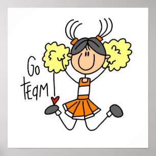 Poster Stick orange Pom-pom girl et cadeaux