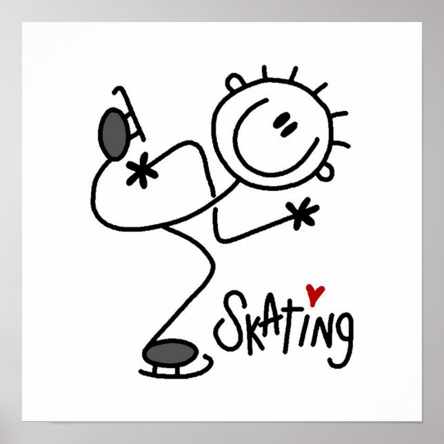 Poster Stick simple Figure Patinage de glace T-shirts et  (Devant)