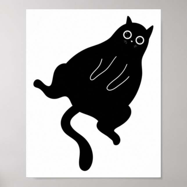 Poster Sticker en chat noir gras (Devant)