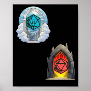 Poster Sticker pour malchance Heaven Hell D20 Fortune