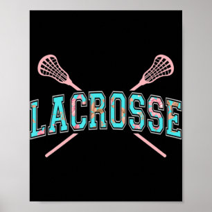 Poster Sticks croisés de crosse florale LAX Girly Turquoi