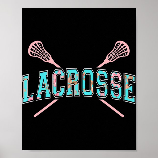 Poster Sticks croisés de crosse florale LAX Girly Turquoi (Devant)