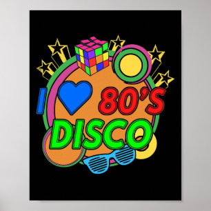 Poster Sticks lumineux 80's rétro I love 80s disco brilla