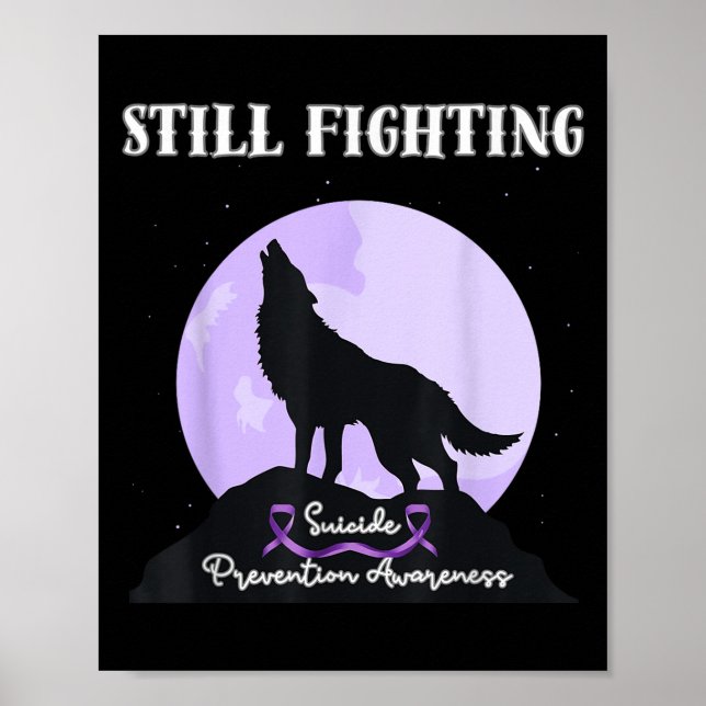 Poster Still Fighting Suicide Prevention Awareness Wolf  (Devant)