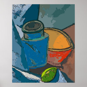 Poster Still Life avec Avacado Abstrait