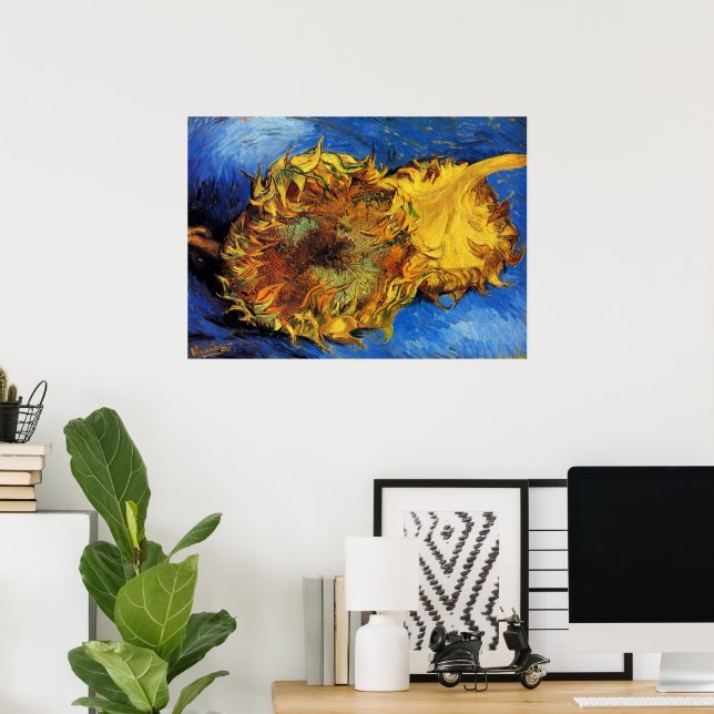 Poster Still Life Two Cut Sunflowers par Vincent van Gogh (Bureau à domicile)