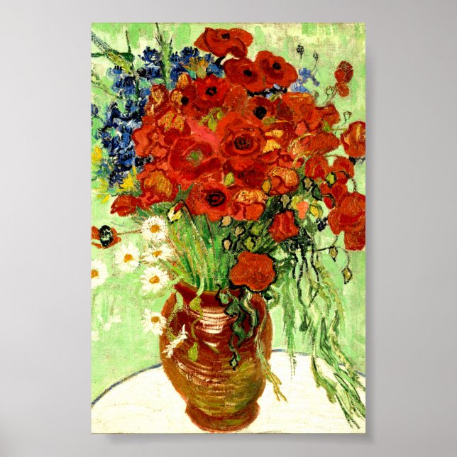 Poster Still Life, Vase with Daisies and Poppies (1890) (Devant)