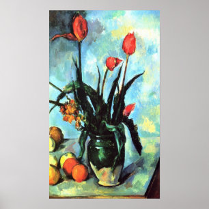 Poster Still Life, vase with Tulips by Paul Cezanne