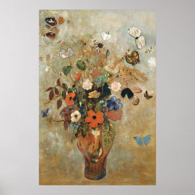 Poster Still Life with Flowers (1905) par Odilon Redon (Devant)