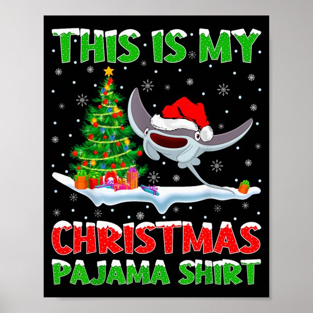 Poster Stingray Fish Xmas Tree Lights This Is My Christma (Devant)