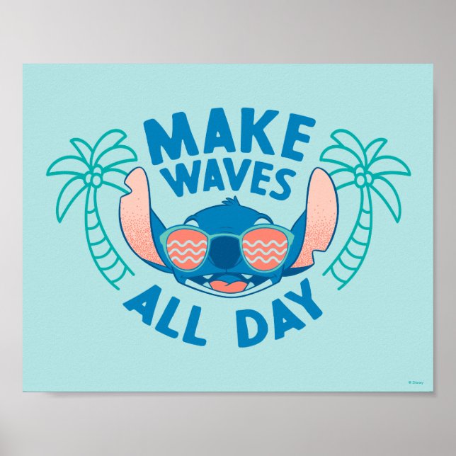 Poster Stitch | Faire des vagues toute la journée (Devant)