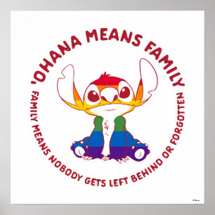 Poster Stitch   Ohana Means Family - Arc-en-ciel