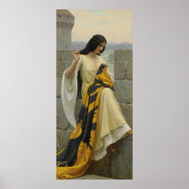 Poster Stitching the Standard par Edmund Leighton, c. 191 (Devant)