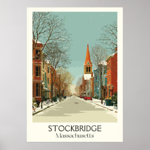 Poster Stockbridge MA Vintage Main Street Fall Art