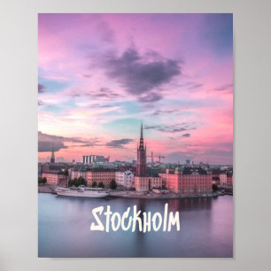 Poster Stockholm Capital of Sweden Night Skyline