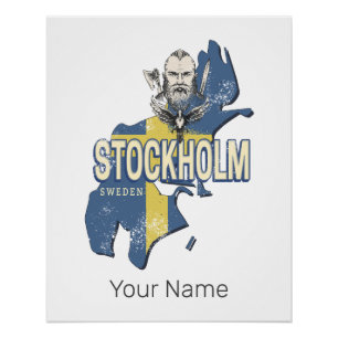 Poster Stockholm Suède Province Carte Souvenir Vintage