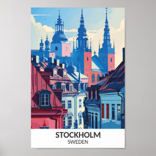 Poster Stockholm Suède Retro Voyage d'oeuvres d'art