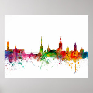 Poster Stockholm Suède Skyline