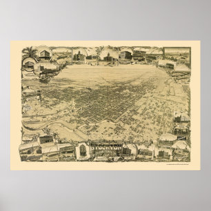 Poster Stockton, carte panoramique de CA - 1895