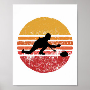 Poster Stone Curling Winter Sport Curler Retro Vintage