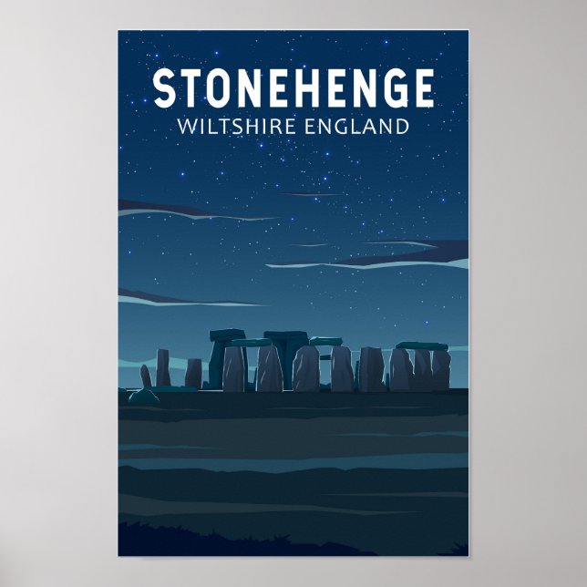 Poster Stonehenge Angleterre Travel Art Vintage (Devant)
