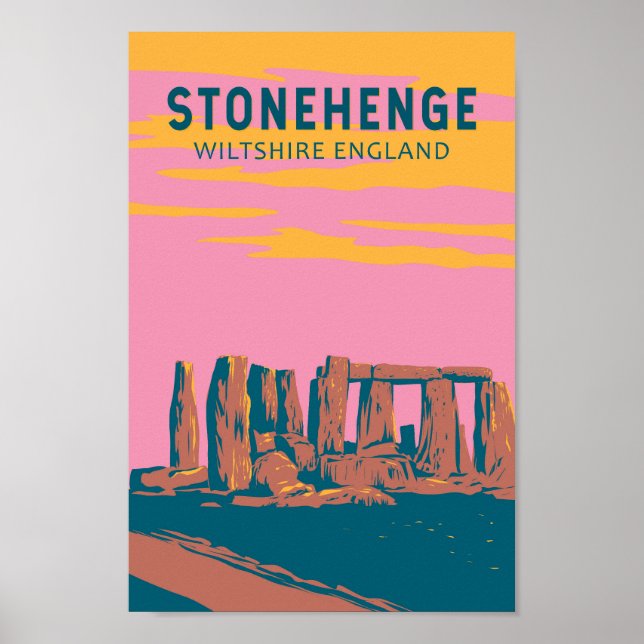 Poster Stonehenge Art Retro Illustration (Devant)