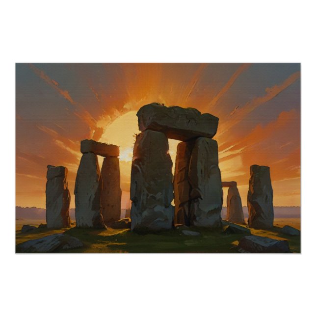 Poster Stonehenge au lever du soleil (Devant)