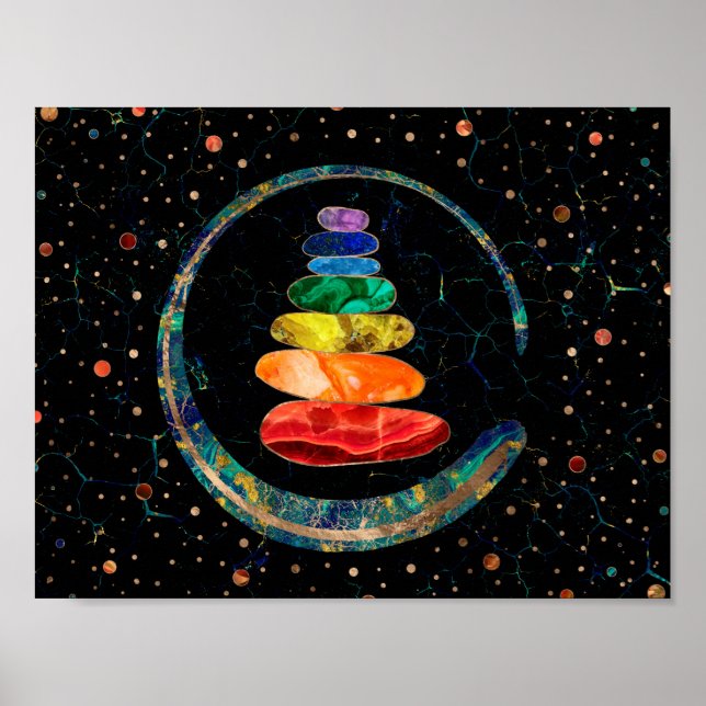 Poster Stones Zen Chakras et cercle Enso (Devant)
