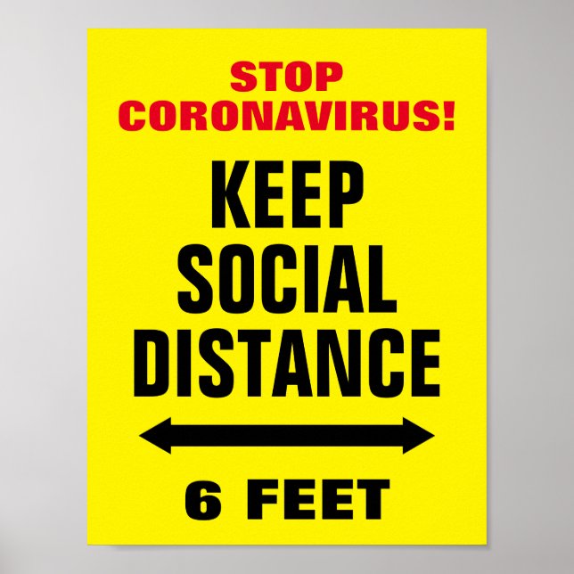 Poster Stop CoronaVirus slogan Keep Social Distance (Devant)