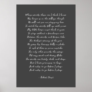 Poster Stopper par Woods en soirée neige, Robert Frost