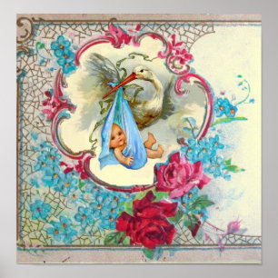 Poster STORK BÉBÉ GARÇON crème DOUCHE