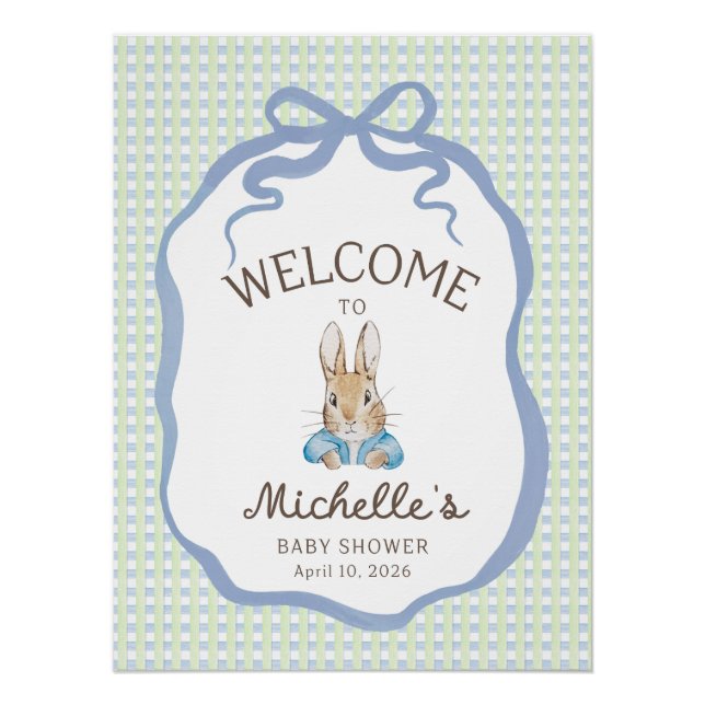 Poster Storybook Garden Rabbit Baby Shower Welcome (Devant)