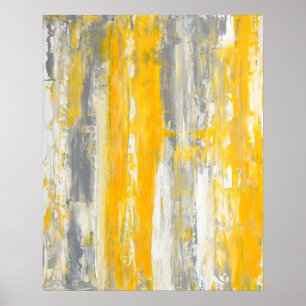 Poster 'Straighten It Out' Art Abstrait gris et jaune