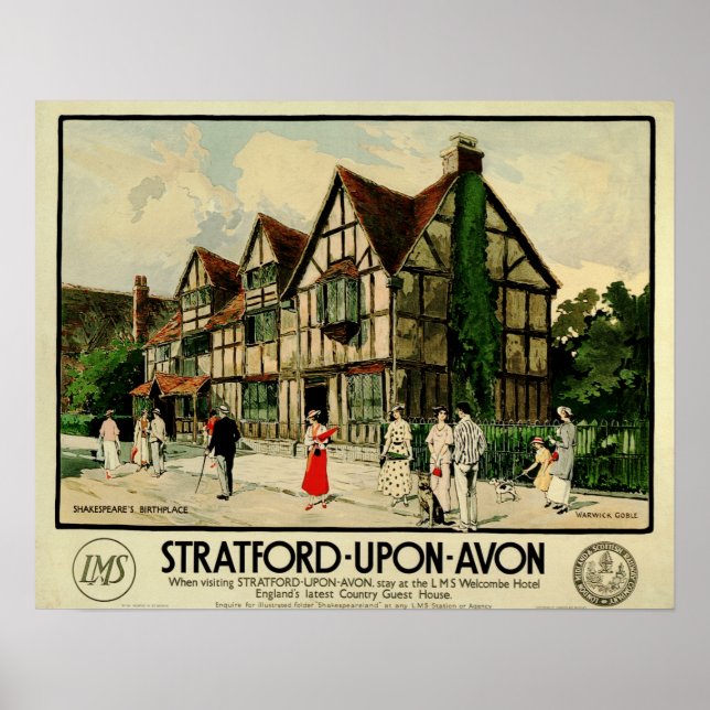 Poster STRATFORD SUR AVON MAS Rail Welcombe Maison d'hôte (Devant)